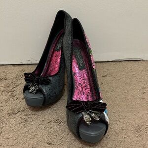 Iron Fist Peep Toe High Heels - Sugar Skull